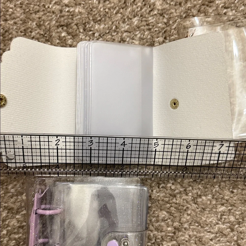 3-3ring mini binder Striped Tan and White Card Holder